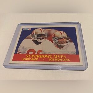 Jerry Rice/Joe Montana 1990 Fleer Football Card Super Bowl MVP’s #397 Vintage